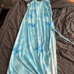 SHEIN Light Blue Tie-Dye Maxi Dress